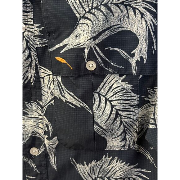 Bob Timberlake Men's Navy/White Vented Yoke-Deep Sea Angler Marlin Shirt-S/S-S - Picture 2 of 6